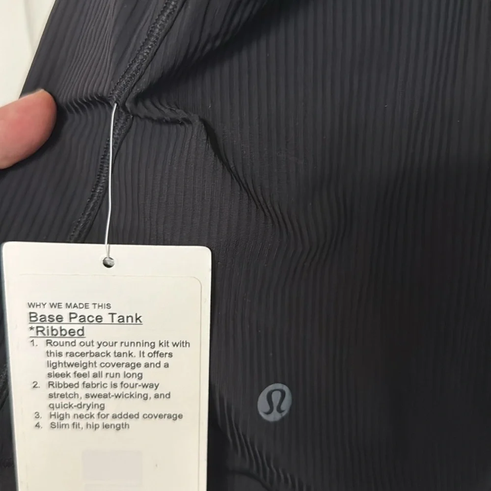 NWT Lululemon Base Pace Ribbed Tank Top Black